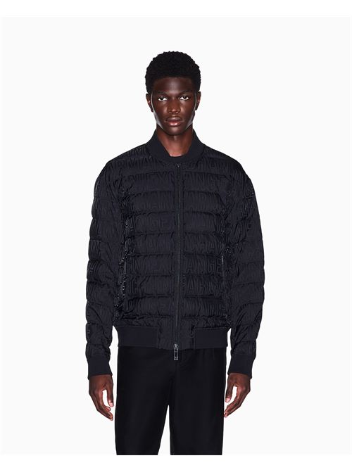 Piumino in nylon jacquard con dettagli in maglia